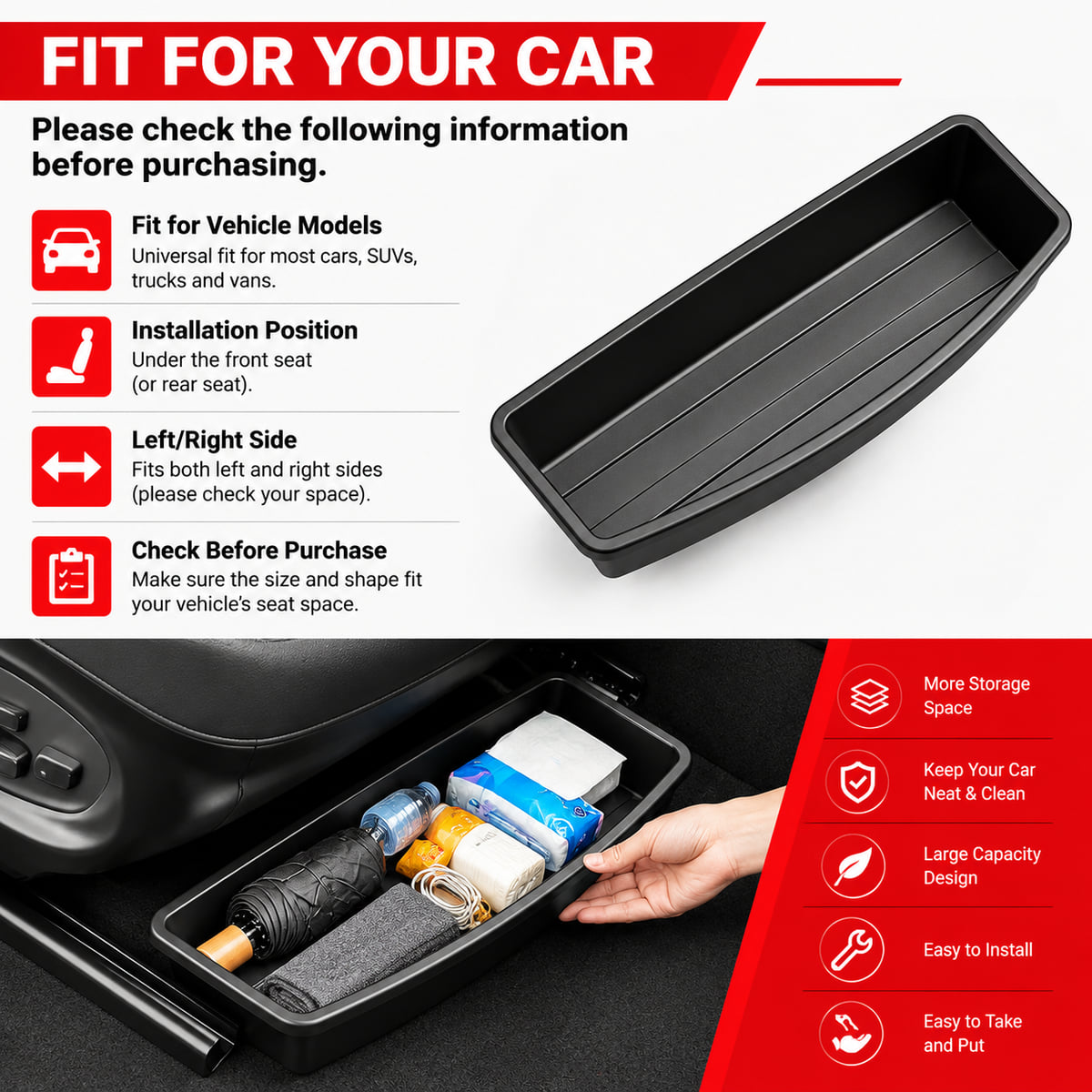 PINMOAP Under Seat Car Storage - огляд і ціна Car Cable Organizer